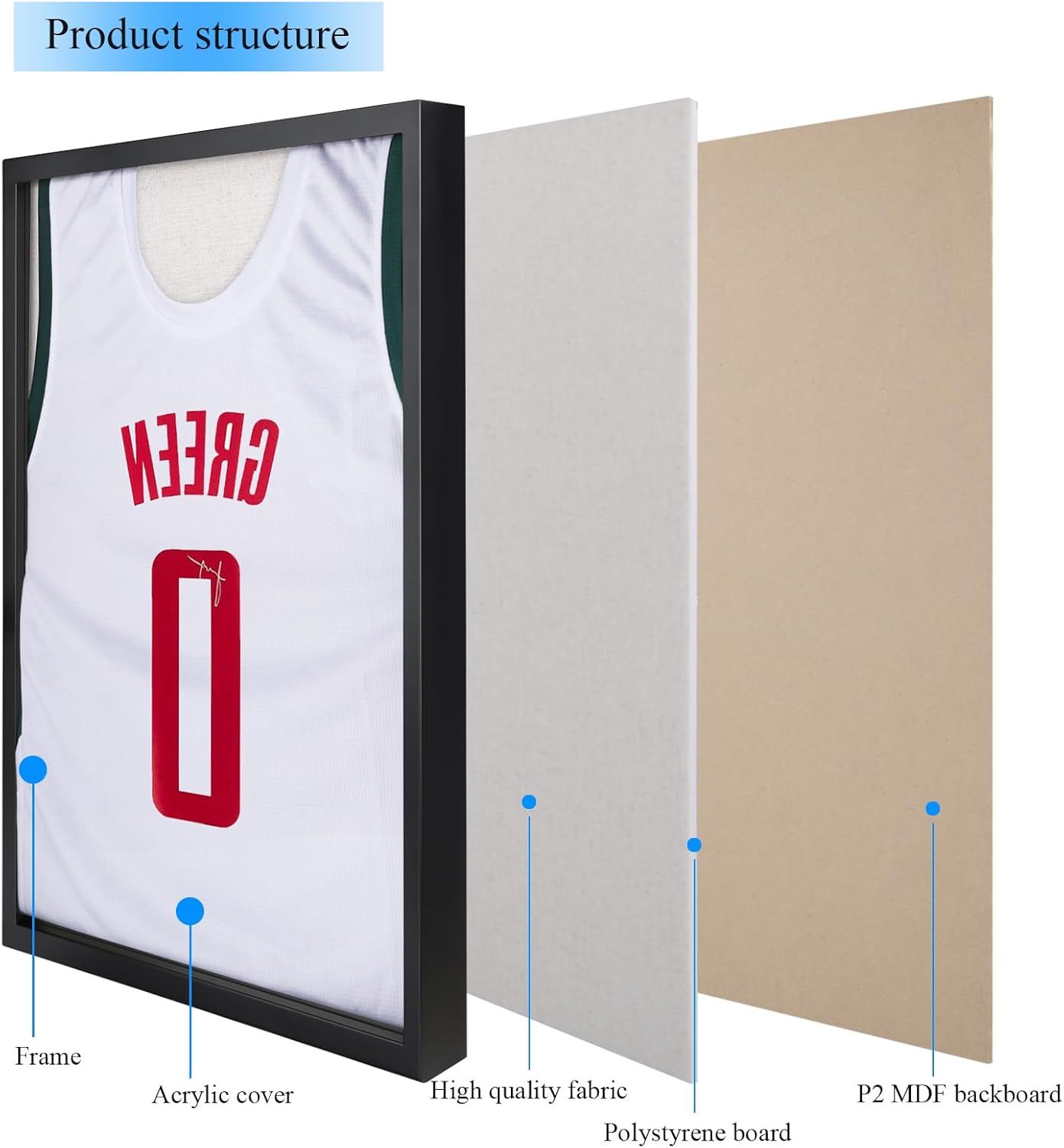 Size 16x20 Color  Black  Large Shadow Box Frame, Jersey Frame Display Case with Grade A Natural Pine Wood Acrylic Front and Metal Hanger Shadowbox Frame Display Depth of 1, Black